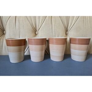 Set of 4 Ceramic Coffee Mugs – Neutral Beige Brown Modern Minimalist Kitchen